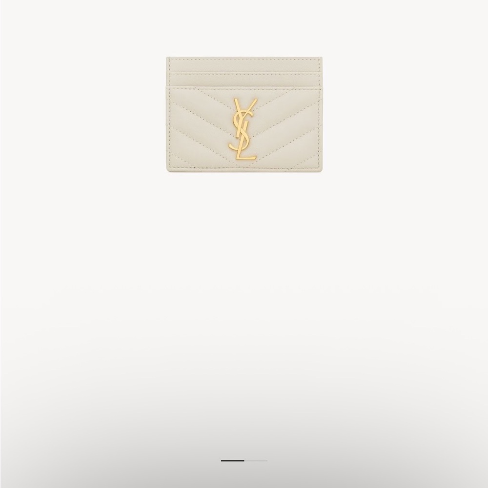 Yves Saint Laurent Beige Card Holder with Gold Logo